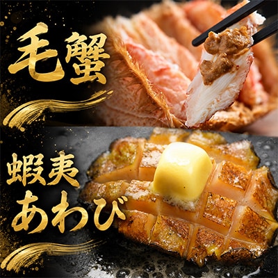 北海道産 海鮮五種 極み特選セット (毛蟹・ホタテ・いくら・蝦夷あわび・秋鮭)
