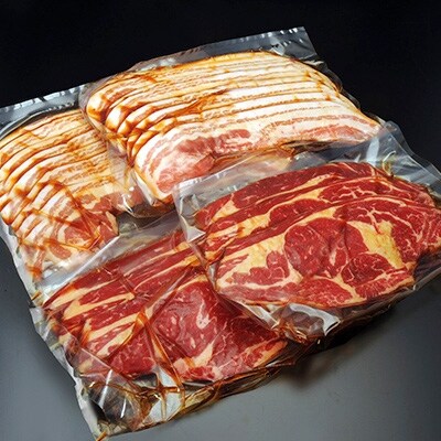 老舗焼肉店の焼肉セット国産牛ロース600g 道産豚バラ800g