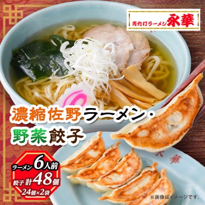 【佐野餃子(中)野菜餃子24個4人前】×2袋と【濃縮佐野ラーメン】6人前