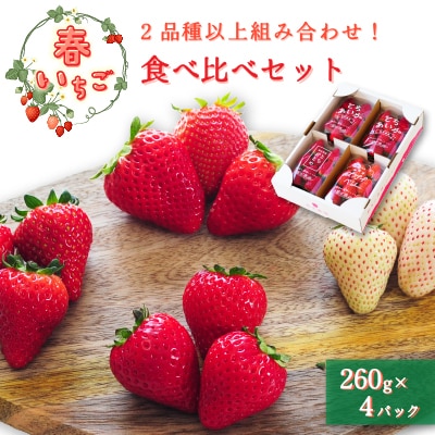 【春イチゴ】「2品種以上組み合わせ!」食べ比べセット(260g×4パック)