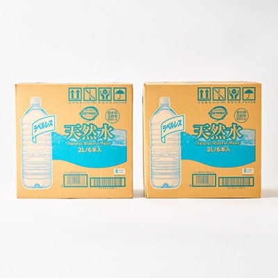 【毎月定期便】トップバリュラベルレス天然水(2リットル6本入り×2ケース)全9回