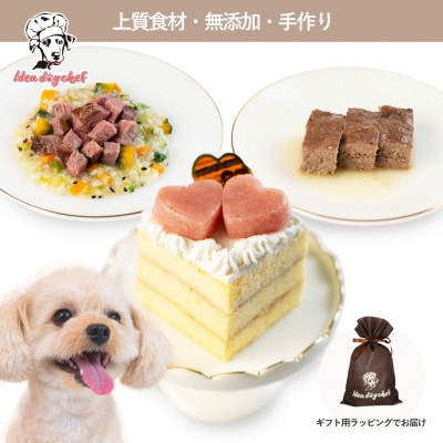 【いちごのショートケーキセット】犬用ケーキ・ごはん 無添加 手作り Idea dog chef