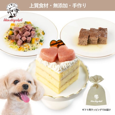 【いちごのショートケーキセット】犬用ケーキ・ごはん 無添加 手作り Idea dog chef