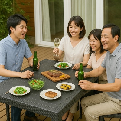 グレス ガーデンロングテーブルセット(肘掛けなし4脚)西濃運輸営業所引き取り限定