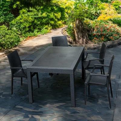 グレス ガーデンロングテーブルセット(肘掛けあり4脚)西濃運輸営業所引き取り限定