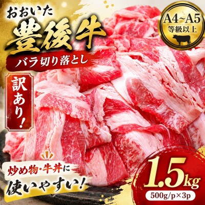 訳あり!【A4～A5】おおいた豊後牛バラ切り落とし 1.5kg(500g/p×3p)(豊後大野市)