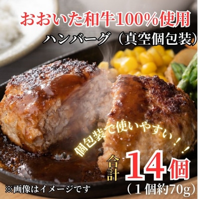 ちょっと贅沢おうちご飯《おおいた和牛100%使用》ハンバーグプレーン 真空個包装14個(豊後大野市)