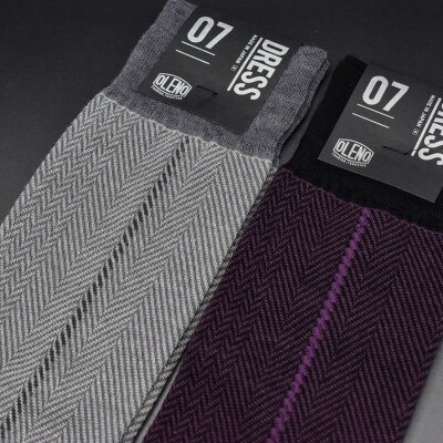 「NOBLE ソックス」 2足セット 24～26cm(ヘリンボーン/パープル ヘリンボーン/グレー)