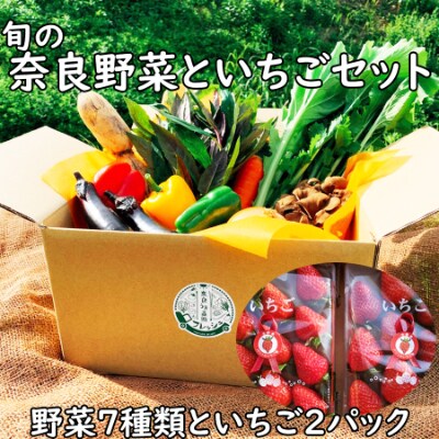 【数量限定】【期間限定】旬の奈良野菜といちごのセット(旬の野菜7品以上、いちご2パックが入ります)