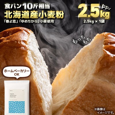 北海道産 「春よ恋」「ゆめちから」ブレンド小麦粉 パウダースノー(パン用強力粉)2.5kg