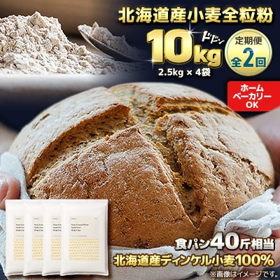 【毎月定期便】北海道産 スペルト小麦全粒粉 ディンケルスター 10kg全2回