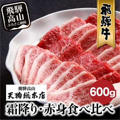 A5等級 飛騨牛 焼肉用 霜降り・赤身 食べ比べ 600g 化粧箱入り BP007