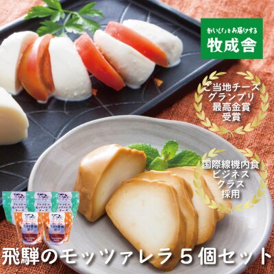 【牧成舎】飛騨のモッツァレラ2種5個セット　a572
