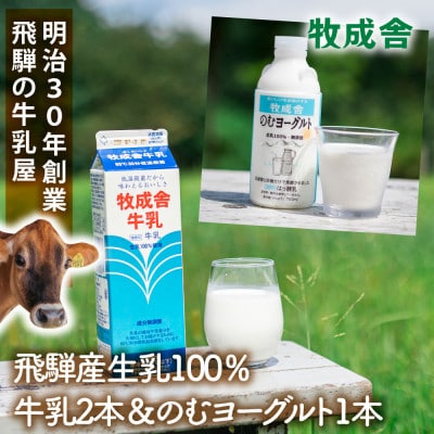 【牧成舎】飛騨の牛乳屋さん牛乳2本&のむヨーグルト1本 DF044