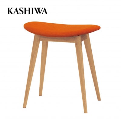 【KASHIWA】スツール(座面:オレンジ) 飛騨の家具　布張り  TR3252