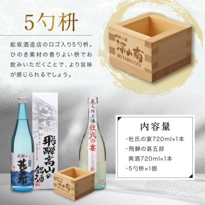 辛口のみくらべセット(5勺枡付) 濃厚 淡麗 飲みくらべ  蔵元限定酒 岐阜県 飛騨高山 FB046