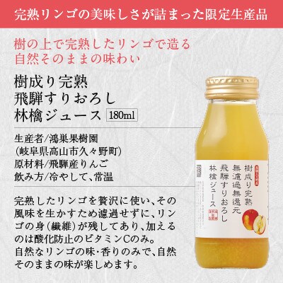 飛騨高山産 樹成り完熟 飛騨すりおろし林檎ジュース 180ml×10本セット TR3358