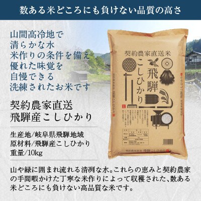 2024年2月発送開始『定期便』契約農家直送 飛騨高山産 こしひかり 10kg 全3回