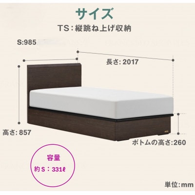 フランスベッド　フレームのみシングル　FAD-F1 (TS跳ね上げ収納260mm)フレームカラー選択