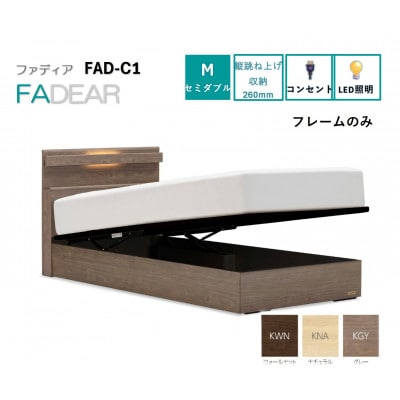 フランスベッド　フレームのみセミダブルFAD-C1 (TS跳ね上げ収納260mm)フレームカラー選択