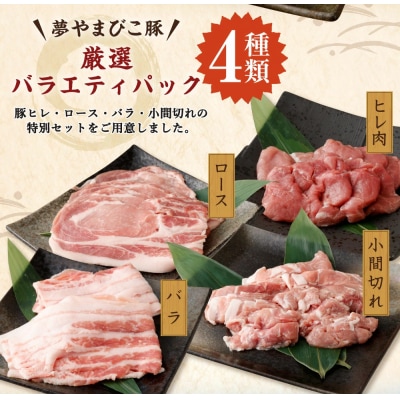 幸田町産「夢やまびこ豚」厳選バラエティパック 合計1kg 4種類 (ロース・バラ・ヒレ・小間切れ) 