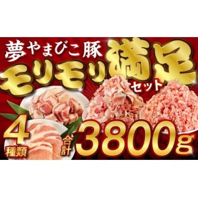 「夢やまびこ豚」モリモリ満足セット 3.8kg | 豚肉 小分け 真空パック 大容量 豚バラ 豚 肉