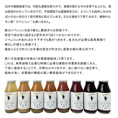 幸田町産ぶどう使用(無添加、無糖、無加水)100%ジュース 多種類 6本詰め合わせ 180ml×6本