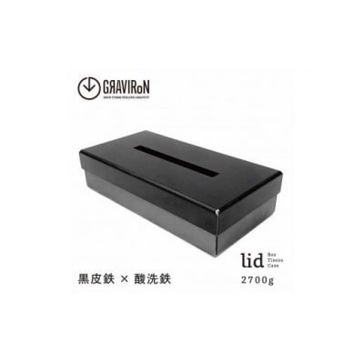 GRAVIRoN lid Box Tissue Case 黒皮鉄×酸洗鉄  (ティッシュケース)