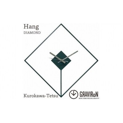 GRAVIRoN Hang DIAMOND 黒皮鉄(ひっ掛け時計) 420×420mm 250g