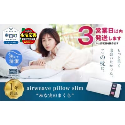 【3営業日以内の発送】エアウィーヴ ピロースリム みな実のまくら