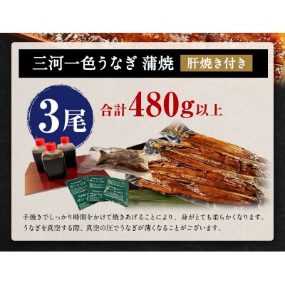 三河一色うなぎ かば焼 大3尾(肝焼き付き)