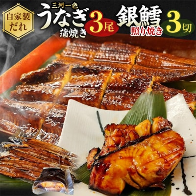 三河一色産 うなぎ蒲焼き中3尾+銀たら照り焼き3切れ(1切れ60g以上)| 鰻 かば焼き 銀鱈 タラ