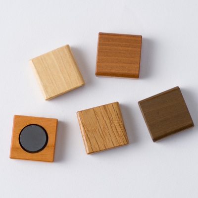 五樹種の木の箸置きとマグネットのセット　AW3