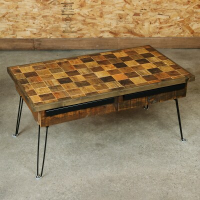 KOZAinoTSUKUE【古材の机】市松模様 AV10