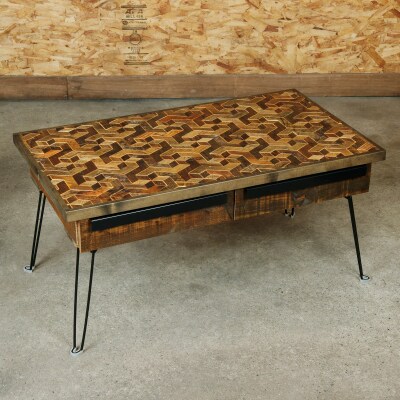 KOZAinoTSUKUE【古材の机】ジオメトリック AV14