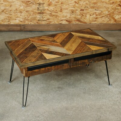 KOZAinoTSUKUE【古材の机】ヘリンボーン AV16