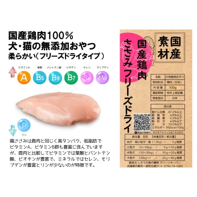 国産鶏肉100%　犬・猫の無添加おやつ　柔らかい(フリーズドライタイプ)　O24