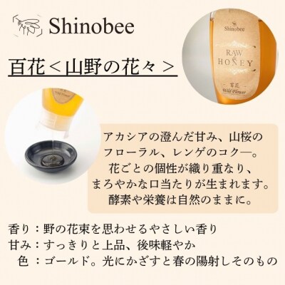 国産・非加熱 生はちみつ　2本セット 600g(300g×2本)　百花〈山野の花々〉AS19