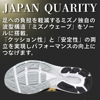 ミズノ ランニングシューズ【ブラック×ゴールド×オレンジ 2E】AO81
