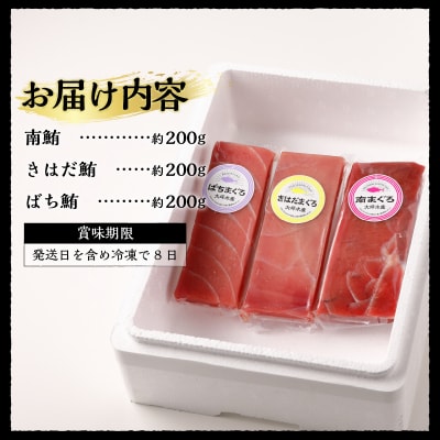 マグロ 赤身 3種 食べ比べ セット 合計約600g 冷凍　F2(a22-034)