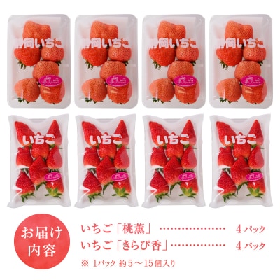 いちご「桃 薫・きらぴ香」食べ比べセット 計8パック(a20-320)
