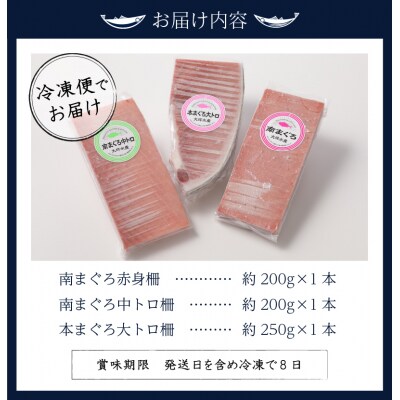 まぐろ 大トロ 中トロ 赤身 焼津 マグロ セット S7(a31-006)