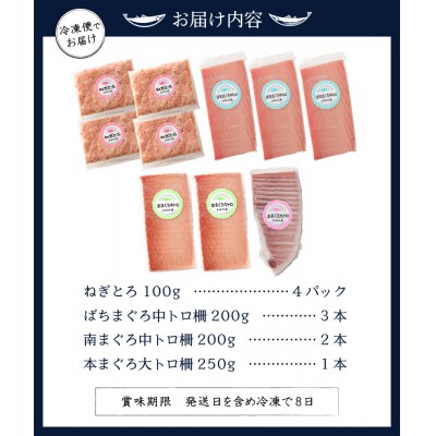 マグロ 大トロ 中トロ ねぎとろ 詰合せ セット S9(a55-010)