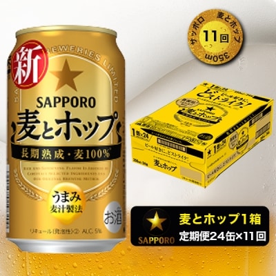 9/26以降金額変【定期便11回】 麦とホップ 350ml&times;1箱(24缶)(T0004-1011)