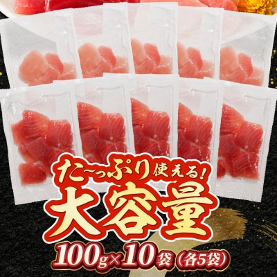天然鮪 焼津 キハダマグロ ビンチョウマグロ 計1kg(a10-924)