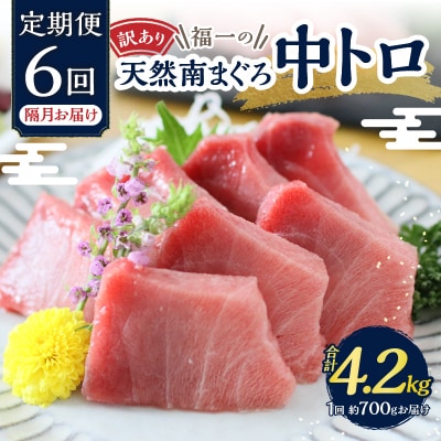 訳あり【定期便 6回隔月でお届け】南鮪・刺身・中トロ(約700g)(a60-021)