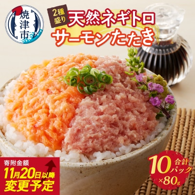 天然ネギトロ&サーモンたたき 2種盛り(80g×10パック)(a10-1053)