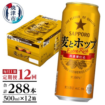 【定期便12回】サッポロ麦とホップ500ml×1箱(24本)(T0087-1812)
