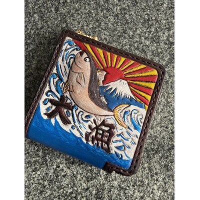 大漁旗 コンパクト 財布　ハンドメイド(a77-001)