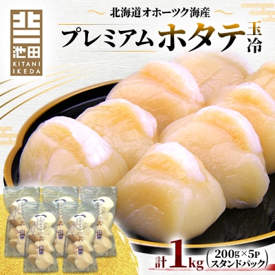 北海道オホーツク海産プレミアムホタテ玉冷　1kg(200g×5P)【スタンドパック】